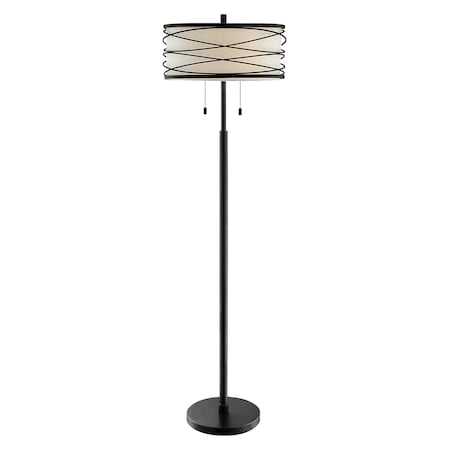 Floor Lamp Outer Metal/Inner Fabric Shade E27 A 60Wx2